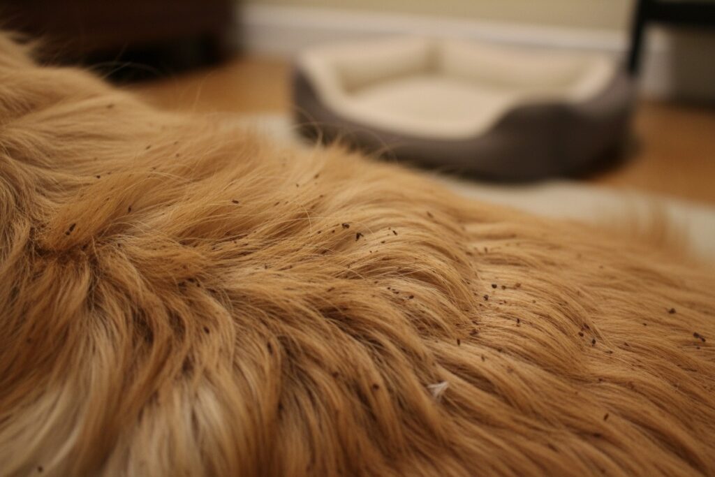 flea dirt on dog fur sign of flea infestation