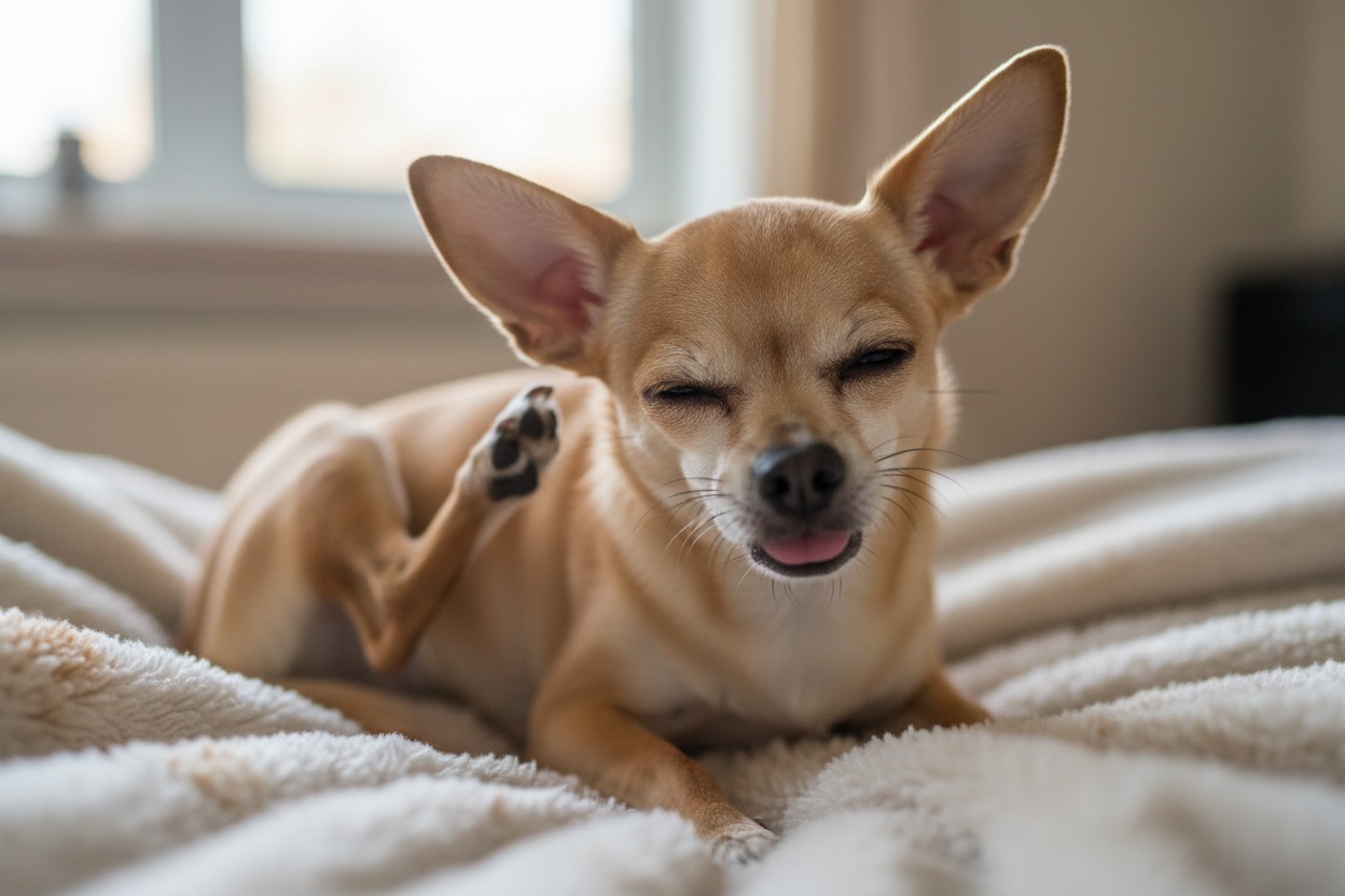 dog scratching due to flea infestation